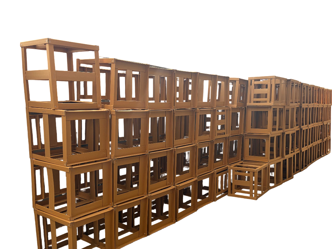 Industrial Volume 3D Paper Crate Stacks